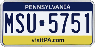 PA license plate MSU5751