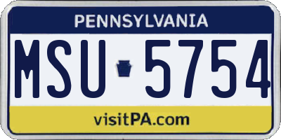PA license plate MSU5754