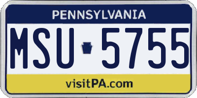 PA license plate MSU5755
