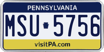 PA license plate MSU5756