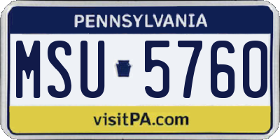 PA license plate MSU5760