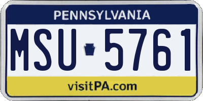 PA license plate MSU5761