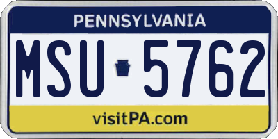 PA license plate MSU5762