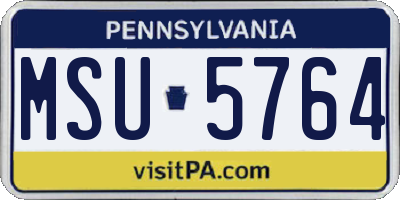 PA license plate MSU5764