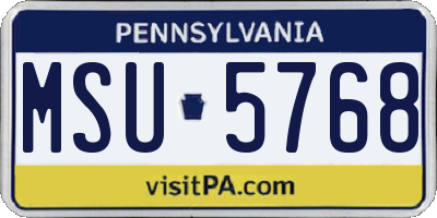 PA license plate MSU5768
