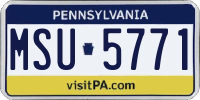 PA license plate MSU5771