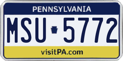 PA license plate MSU5772
