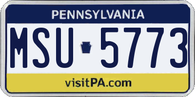 PA license plate MSU5773