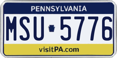PA license plate MSU5776