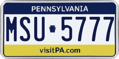 PA license plate MSU5777