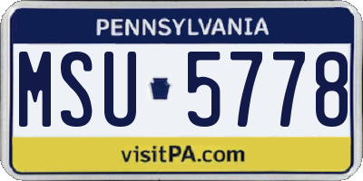 PA license plate MSU5778