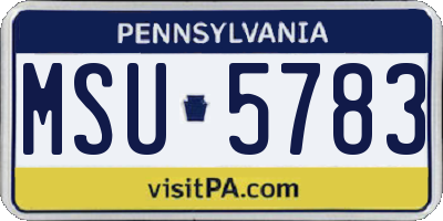 PA license plate MSU5783