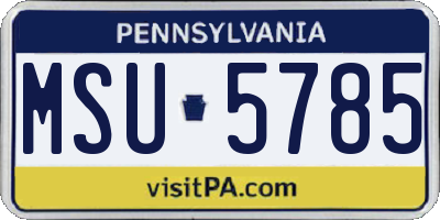 PA license plate MSU5785