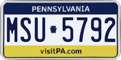 PA license plate MSU5792