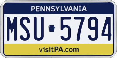 PA license plate MSU5794
