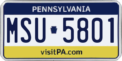 PA license plate MSU5801