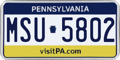 PA license plate MSU5802