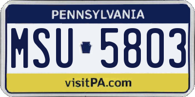 PA license plate MSU5803