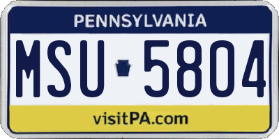 PA license plate MSU5804