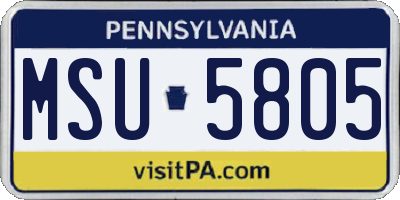 PA license plate MSU5805