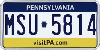 PA license plate MSU5814