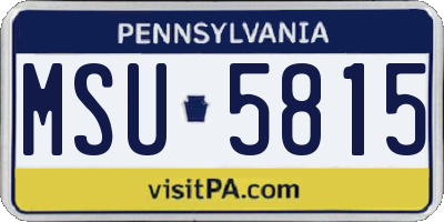 PA license plate MSU5815