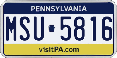 PA license plate MSU5816