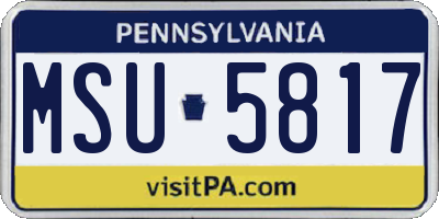 PA license plate MSU5817