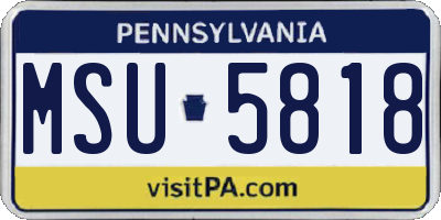 PA license plate MSU5818