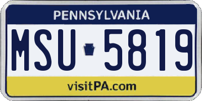 PA license plate MSU5819
