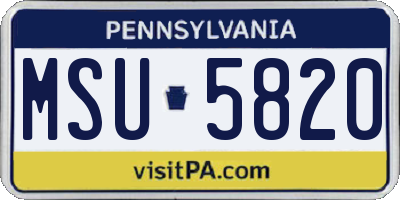 PA license plate MSU5820