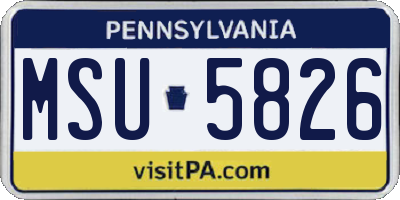 PA license plate MSU5826