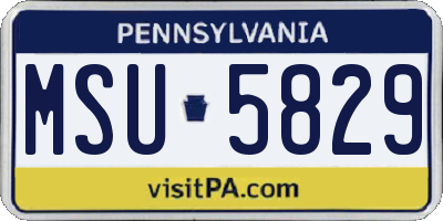 PA license plate MSU5829