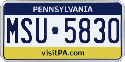PA license plate MSU5830