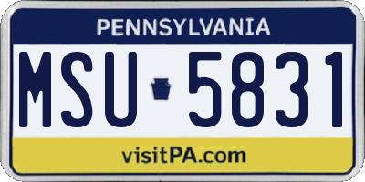 PA license plate MSU5831