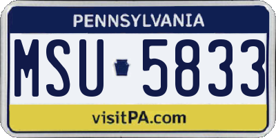 PA license plate MSU5833