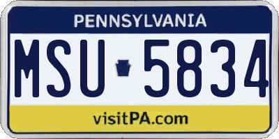 PA license plate MSU5834