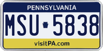 PA license plate MSU5838