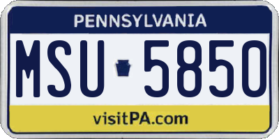 PA license plate MSU5850