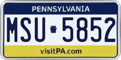 PA license plate MSU5852
