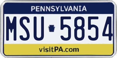 PA license plate MSU5854