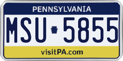 PA license plate MSU5855