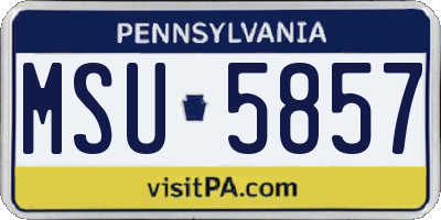 PA license plate MSU5857