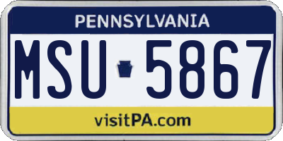 PA license plate MSU5867