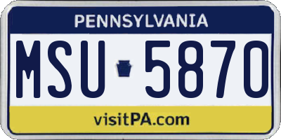 PA license plate MSU5870