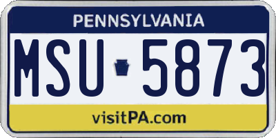 PA license plate MSU5873