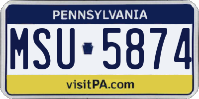 PA license plate MSU5874