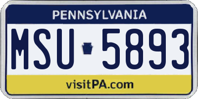 PA license plate MSU5893