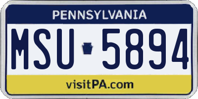 PA license plate MSU5894