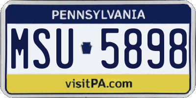 PA license plate MSU5898